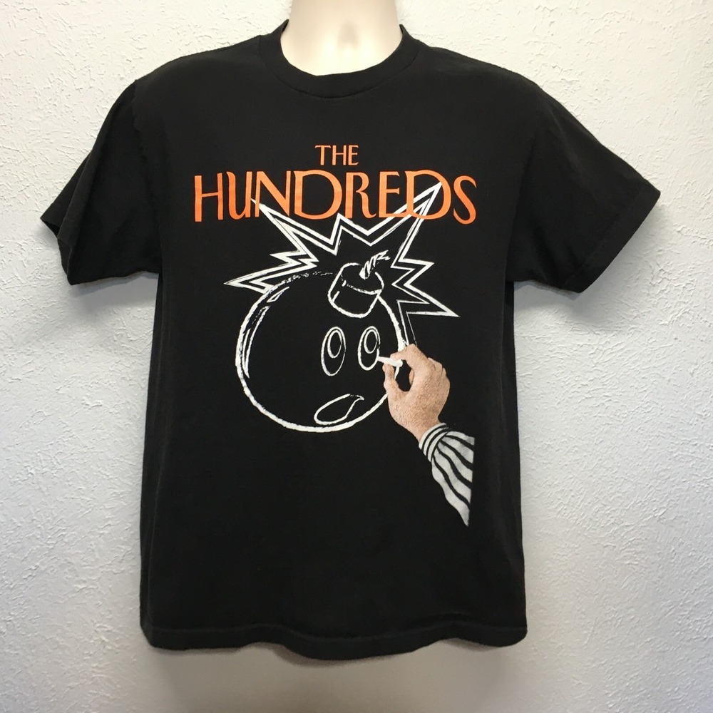 THE HUNDREDS Adam Bomb T-Shirt Mens M Black Chalk Drawing Short Sleeve Y2K